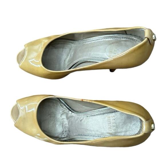 Stuart Weitzman Peep Toe Genuine Patent Leather Platform Heels 4.5” Size 7 - Picture 5 of 11